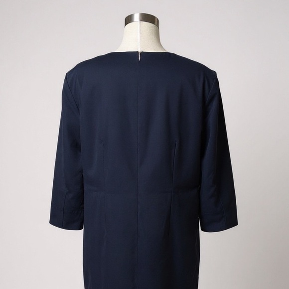 MM LaFleur Navy Blue 3/4 Sleeve Sheath Work Dress Size 12 - Picture 7 of 11